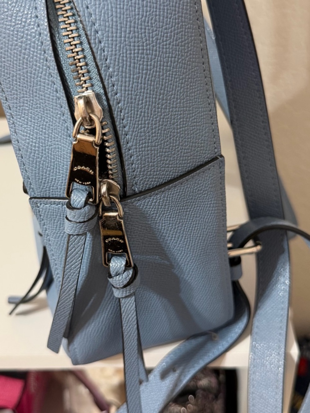 Coach Sky Blue Leather Backpack - Picture 11 of 11
